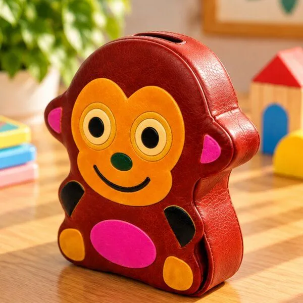 Janselo Affe Kinder-Spardose aus Shanti-Leder in Braun – Produktbild 2 von 4