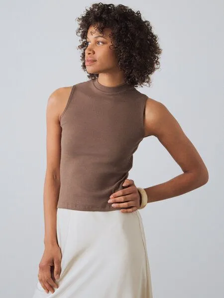 Honest Basics Honest Basics Damen Mock-Top aus Bio- und recycelter Baumwolle, Erdbraun, – Produktbild 1 von 4