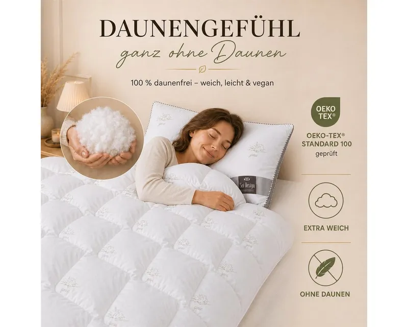 SEI Design Microfaserbettdecke SWAN Winter SET 6-tlg 2x Decken135x200 + 2x 3D Kissen 80x80 + 2x 40x80, Füllung: Mikrofaser daunenähnliches Gefühl, Bezug: 100% Polyester, 40x80, Weiß, – Produktbild 3 von 5