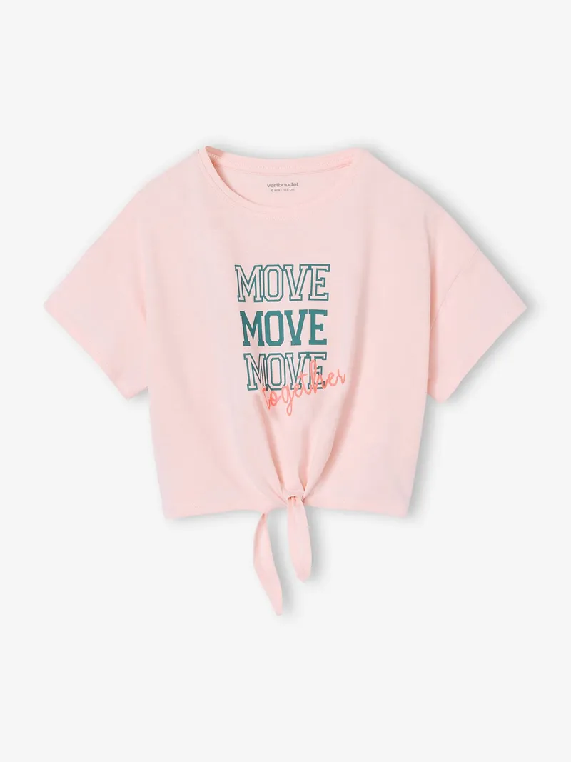 Vertbaudet SportlichersT-Shirt zum Binden MOVE Mädchen hell, Hellrosa, – Produktbild 1 von 3