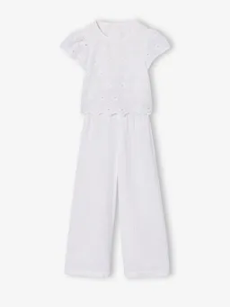 Vertbaudet Mädchen Jumpsuit mit Lochstickerei und Crinkle-Effekt – Produktbild 1 von 1