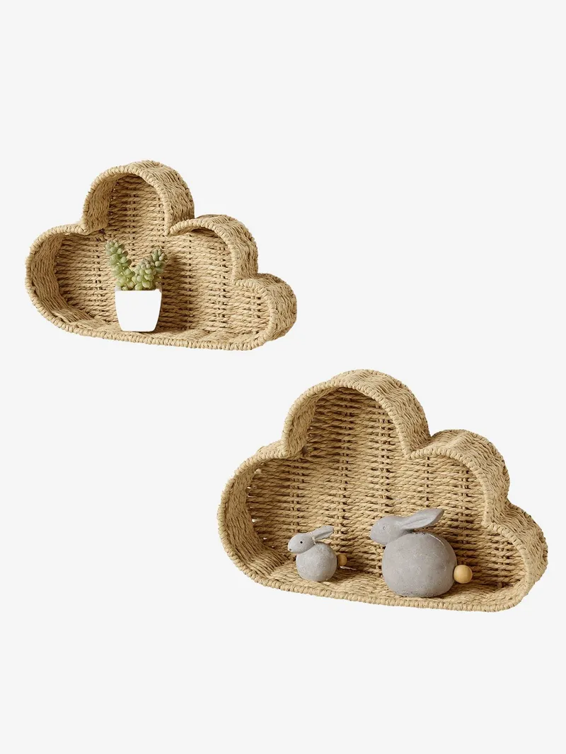 Vertbaudet 2er-Set Wandregale WOLKE aus Papierkordel Kinderzimmer, Beige, – Produktbild 3 von 4