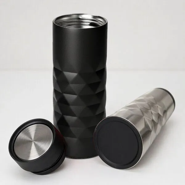 elasto elasto Thermobecher 440 ml aus Edelstahl - doppelwandiger Kaffeebecher to go - auslaufsicherer Isolierbecher, Schwarz, – Produktbild 2 von 4