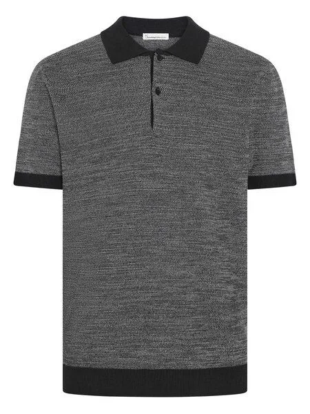 KnowledgeCotton Apparel KnowledgeCotton Apparel Gestricktes Kurzarm-Poloshirt aus Bio-Baumwolle, Schwarz-black-jet, – Produktbild 2 von 3