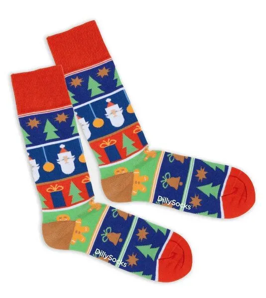 DillySocks DillySocks Socken Hello Santa aus Biobaumwoll-Mix, Mehrfarbig, – Produktbild 1 von 4