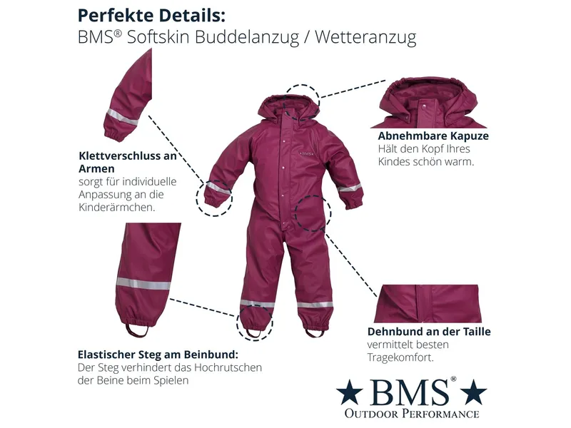 BMS BMS Baby und Kinder Ganzjahr-Regenoverall SoftSkin purple Gr.110, Lila, – Produktbild 2 von 2