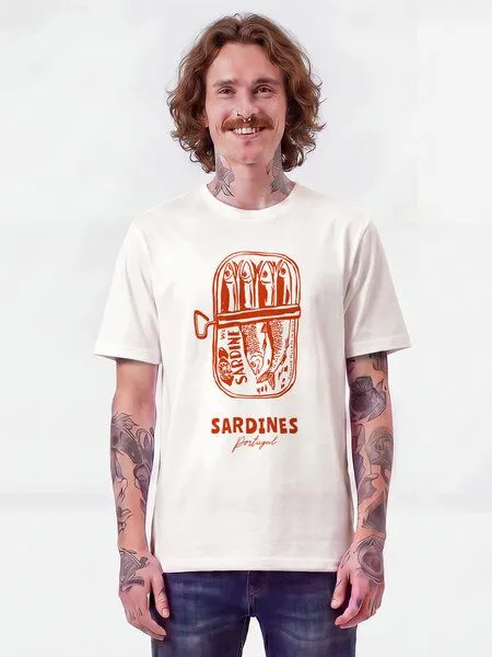 watapparel watapparel T-Shirt Unisex Sardines Portugal, Off white, – Produktbild 3 von 3