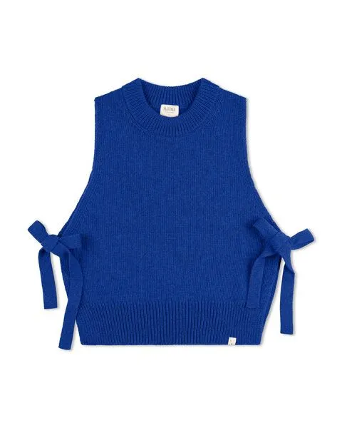 MATONA Matona Strickpullunder mit Bindedetail für Frauen aus Bio-Baumwolle und Lammwolle / Apron Vest, Azure, – Produktbild 4 von 4