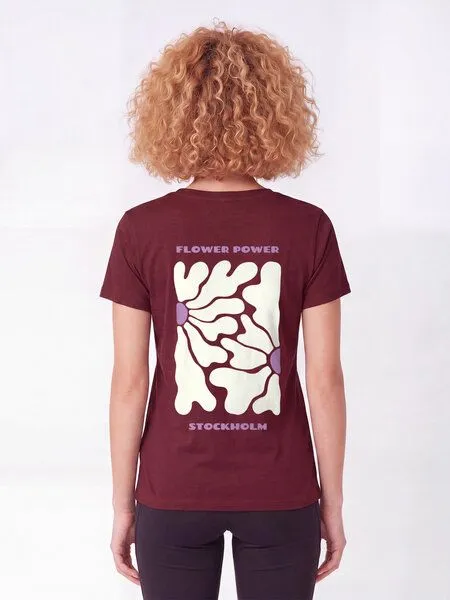 watapparel watapparel T-Shirt Frauen Stockholm Flora, Burgundy, – Produktbild 2 von 3