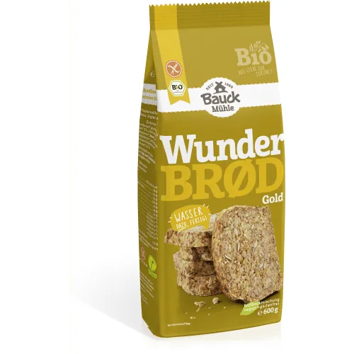 Bauckhof Brotbackmischung Wunderbrød mit Gold-Leinsaat, glutenfrei – Produktbild 1 von 2