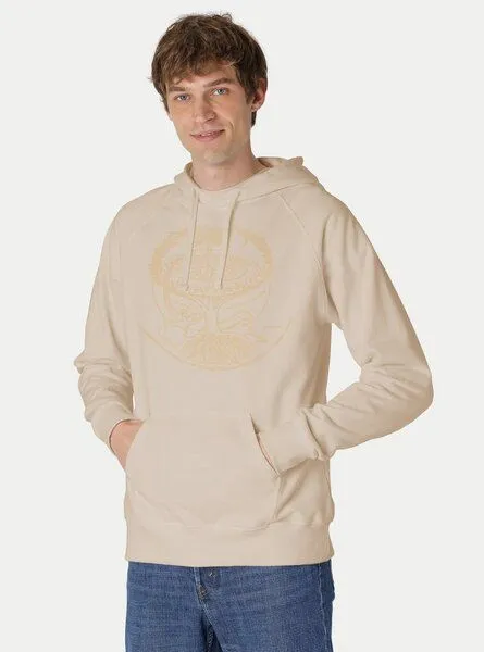 Peaces.bio - handbedruckte Biomode Peaces.bio - handbedruckte Biomode Bio-Herren-Kapuzensweater "Weltenesche", Sand, – Produktbild 1 von 2