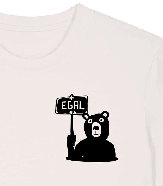 päfjes päfjes Dem Bären ist es EGAL! Dir auch? - Fair Wear Männer Unisex Bio T-Shirt Siebdruck, Natur (vintage white), – Produktbild 4 von 4