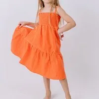 Walkiddy Trägerkleid Koralle uni Musselin Bio-Baumwolle GOTS – Walkiddy – Produktbild 1 von 1