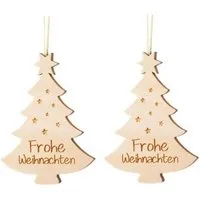 ReineNatur ReineNatur Weihnachtsbaum – Anhänger - Zirbe – Frohe Weihnachten – 2er-Set – Produktbild 1 von 1