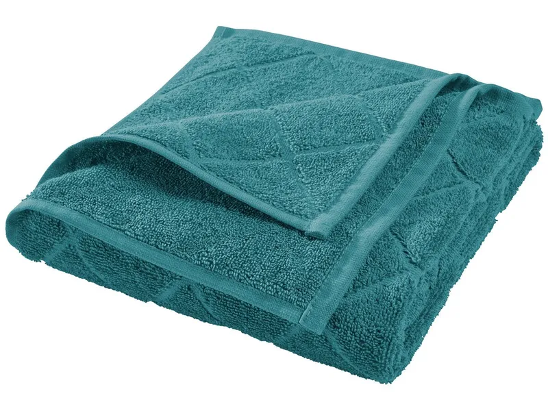 HANS NATUR Handtuch Bio-Baumwolle Frottee Raute petrol Maße 50 x 100 cm, Türkis, – Produktbild 1 von 2