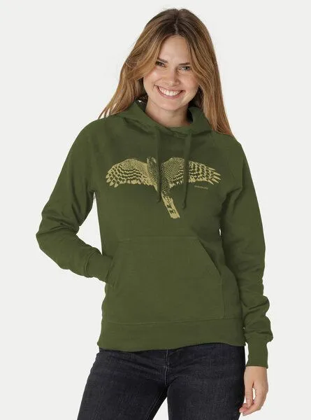Peaces.bio - handbedruckte Biomode Peaces.bio - handbedruckte Biomode Bio-Hoodie Sperber Damen, Waldgrün, – Produktbild 2 von 3