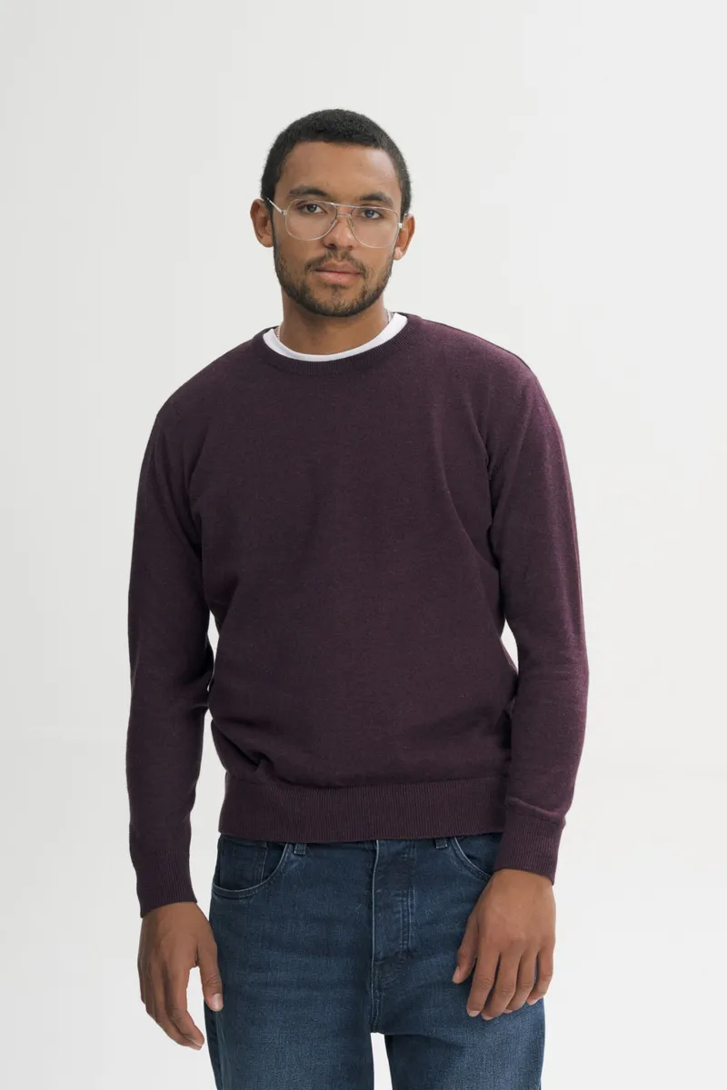 MELA MELA Herren vegan Feinstrickpullover Himal Elderberry Melange, Violett, – Produktbild 2 von 2