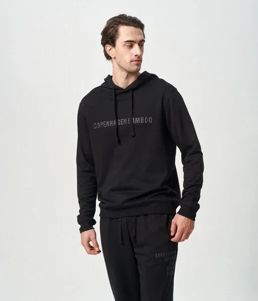 Copenhagen Bamboo Schwarzer Kapuzenpulli aus Bambus mit Logo – Produktbild 3 von 4