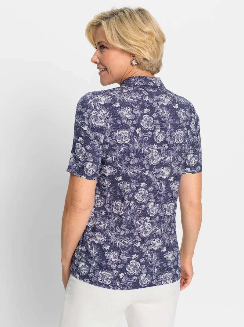 Witt Poloshirt marine-ecru-bedruckt, Marine-ecru-bedruckt, – Produktbild 2 von 2