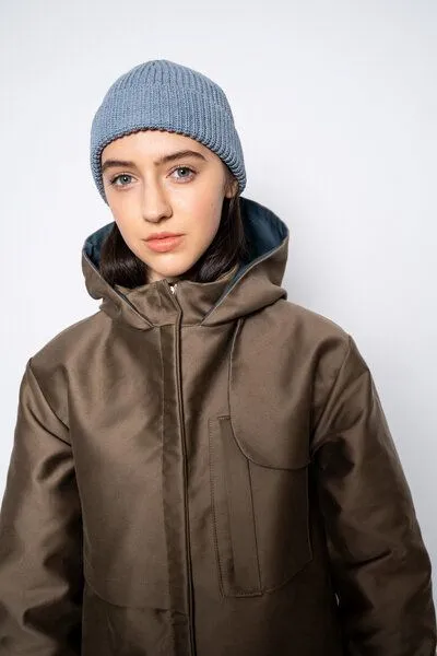 ein garten Studios ein garten Studios kurze Strickmütze / recycelte Biobaumwolle + Tencel, Light grey, – Produktbild 2 von 4