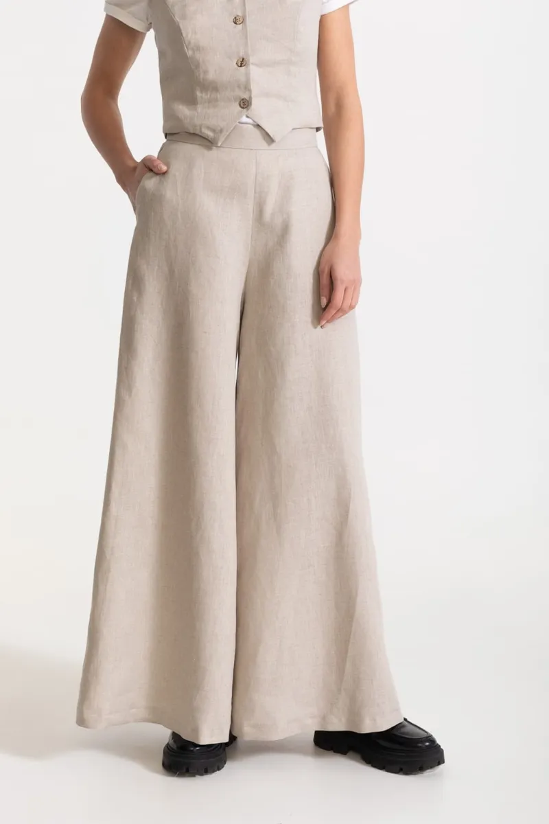 De IONESCU De IONESCU Damen vegan Hose Palazzo Leinen, Beige, – Produktbild 2 von 2