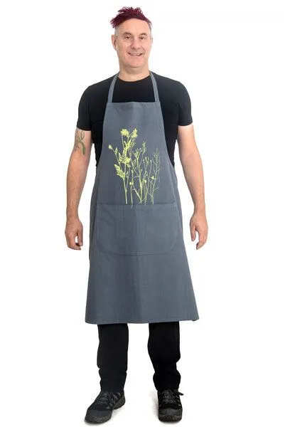 Hirschkind Hirschkind Bio- & Fair-Trade-Schürze "Wilde Wiese" handgewebt grau – Produktbild 2 von 3