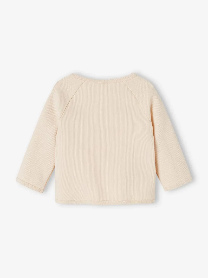 Vertbaudet Baby Langarm-Wickeljacke aus Ripp vanille, Vanille, – Produktbild 3 von 3