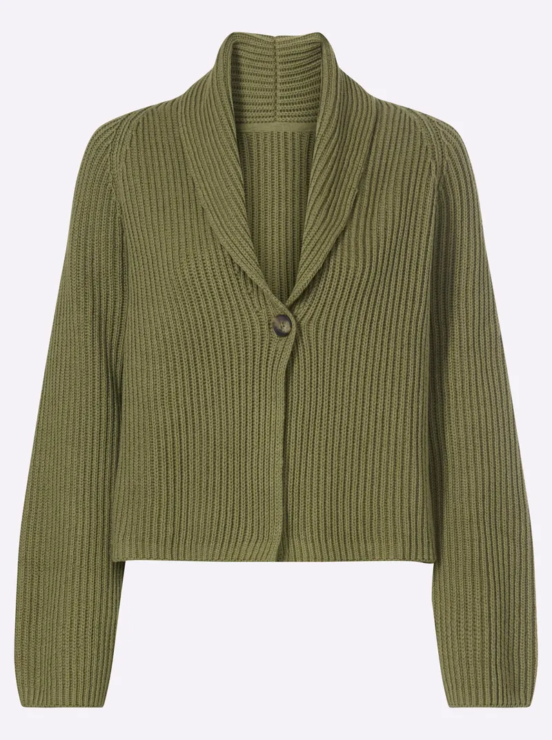 heine Strickjacke oliv, Oliv, – Produktbild 1 von 2
