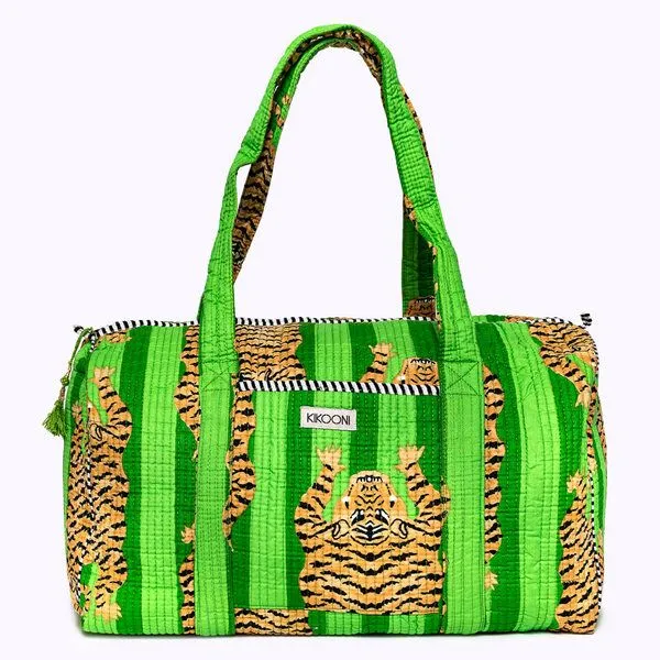 KIKOONI KIKOONI handgefertigte große Baumwolltasche "K. Shopper", Poppy tiger green, – Produktbild 1 von 4