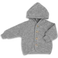 Engel natur Engel Natur Baby Jacke mit Kapuze Bio-Merinowolle Fleece hellgrau-melang Gr. 62/68 – Produktbild 1 von 1