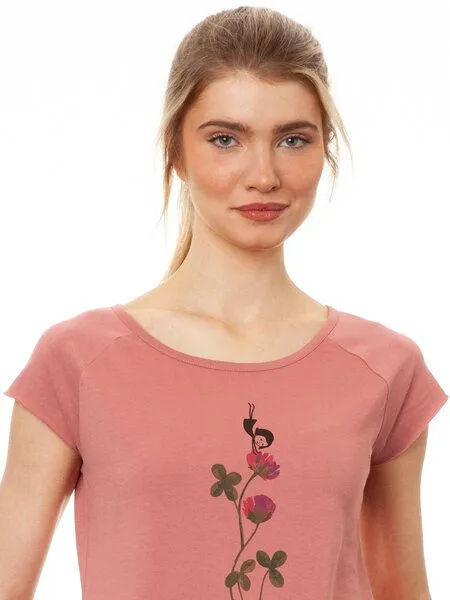 FellHerz FellHerz Damen T-Shirt Glücksklee dusty rose Bio & Fair & Vegan – Produktbild 1 von 3