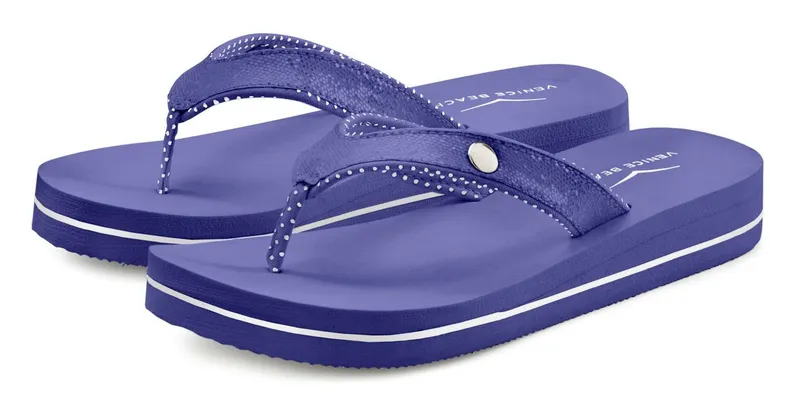VENICE BEACH VENICE BEACH Sandale, Badeschuh, Badelatsche, Flip Flop, Badeschlappe, Pantolette Badezehentrenner Zehentrenner mit wasserabweisender und leichter Sohle VEGAN, Blau, – Produktbild 2 von 5