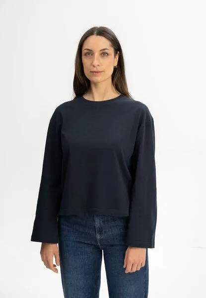 MELA MELA Oversized Langarmshirt schwer Style SANGEETHA aus 100% Bio-Baumwolle, Navy, – Produktbild 2 von 5