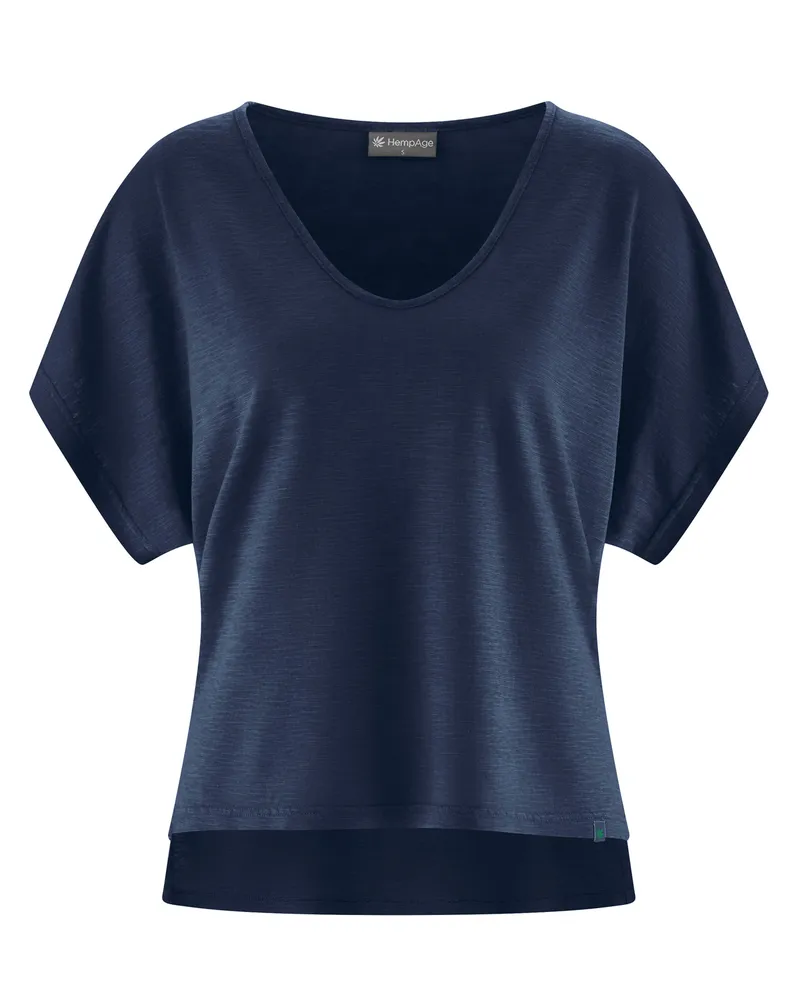 HempAge Hempage Damen vegan T-Shirt Aus Slub-Jersey Marineblau, Blau, – Produktbild 1 von 2