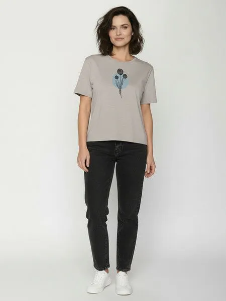 GreenBomb GREENBOMB Nature Allium Nova - Kastiges T-Shirt aus Bio-Baumwolle / hochwertiger Print / GOTS / Fair & Vegan, Grau (sandstone), – Produktbild 3 von 4