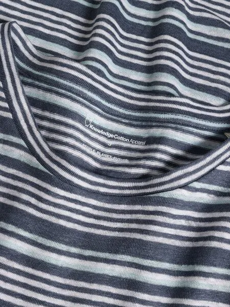 KnowledgeCotton Apparel KnowledgeCotton Apparel T-Shirt Regular Linen, Blue stripe, – Produktbild 4 von 4