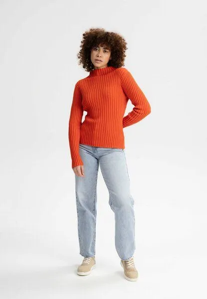 MELA MELA Strickpullover Style NAMARI aus 100% Bio-Baumwolle, Orange brick, – Produktbild 3 von 4