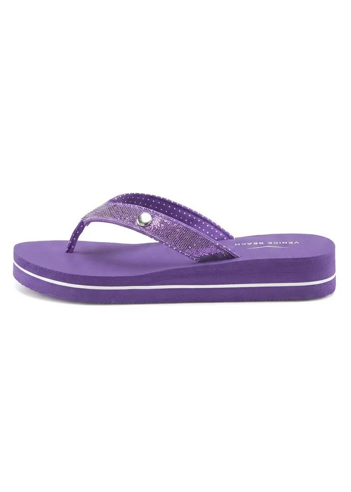 VENICE BEACH VENICE BEACH Sandale, Badeschuh, Badelatsche, Flip Flop, Badeschlappe, Pantolette Badezehentrenner Zehentrenner mit wasserabweisender und leichter Sohle VEGAN, Lila, – Produktbild 4 von 5