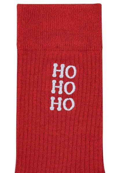 MELA MELA Gerippte Socken Stickerei 1 Paar aus 100% Bio-Baumwolle, Granatapfel / ho ho ho, – Produktbild 2 von 2