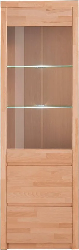 OTTO home Vitrine SILKEBORG75, Tür mit Glaseinsatz, Türanschlag wechselbar rechts/links. B/T/H: 60/35/190cm, Kernbuche teilmassiv geölt, 5 Fächer, Griffmulden, Braun, – Produktbild 2 von 5