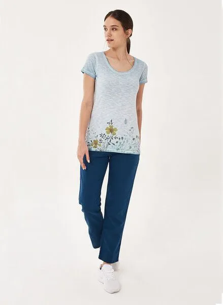 ORGANICATION ORGANICATION Garment Dyed T-Shirt aus Bio-Baumwolle mit Blumen-Print, Miami sky, – Produktbild 2 von 4