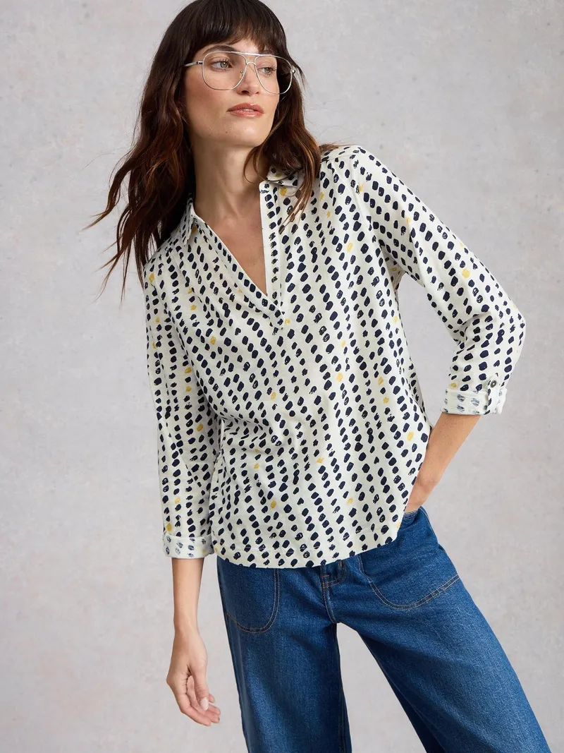 White Stuff Jerseybluse Allie - 42, Elfenbein print, – Produktbild 2 von 4