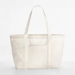 Westford Mill Westford Mill Nicht mehr lieferbar! Striped Organic Cotton Shopper Tasche Shopper Einkaufstasche Strandtasche Badtasche – Produktbild 1 von 1