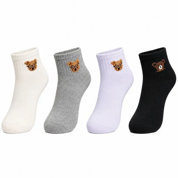 Bruno Barella Bruno Barella Damen Sneaker Socken aus Bio-Baumwolle – Tiermotiv Pastell Mix 4er Set – Produktbild 4 von 4