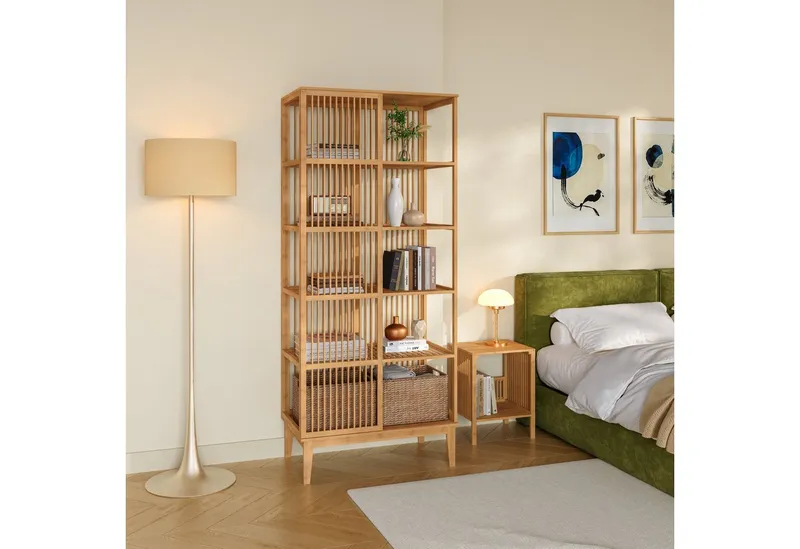 en.casa Standregal, »Trundholm« Bambus-Standregal mit 5 Ablagen, Beige, – Produktbild 1 von 4