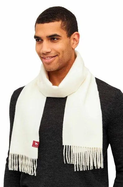Apu Kuntur Apu Kuntur 100% Alpaka Schal aus Peru - mit Fransen, Weiss, – Produktbild 2 von 3