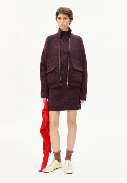 ARMEDANGELS ARMEDANGELS DOROTHEAA TWEED Damen Strickjacke aus Bio-Woll Mix, Dark cranberry, – Produktbild 4 von 4