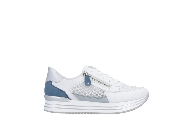 Remonte Remonte Plateausneaker, Freiezitschuh, Halbschuh, Schnürschuh, vegan, Kontrastbesatz, Blau|weiß, – Produktbild 5 von 5