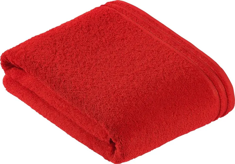 VOSSEN VOSSEN Badetuch Calypso Feeling, Walkfrottee (1-St), mit schmaler Bordüre aus 100% Baumwolle, Vegan, einfarbig, Rot, – Produktbild 1 von 7