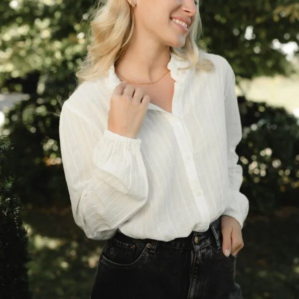 NORDLICHT NORDLICHT Rüschen Musselin Bluse Hilja aus 100% Bio-Baumwolle, Weiss, – Produktbild 1 von 4